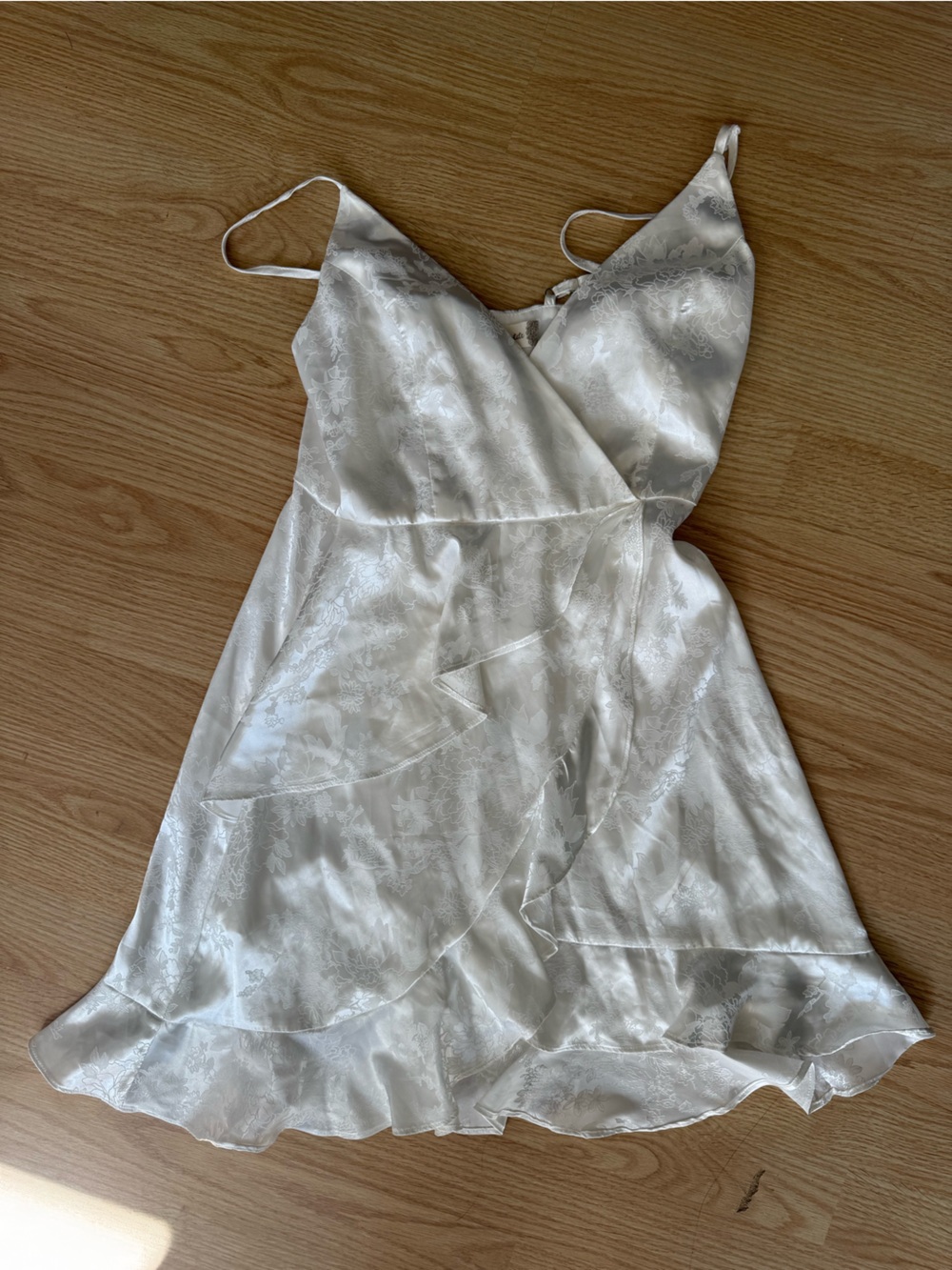 Altar'd State White Floral Jacquard Satin Slip Dress